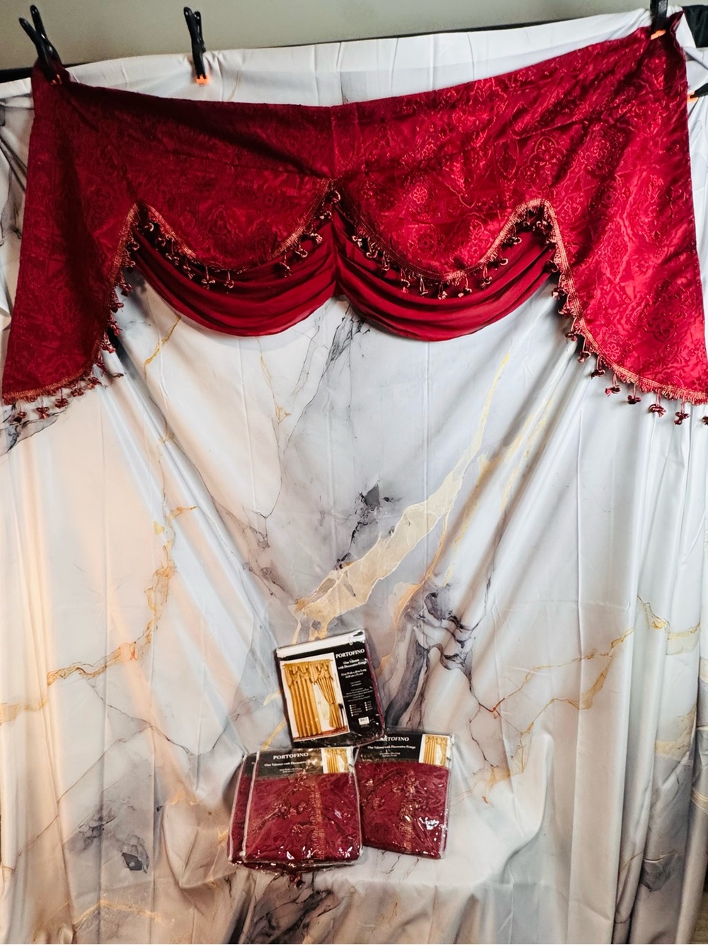 Burgundy Decorative Swag Valance Curtain - Elegant Living Accents (5 available)